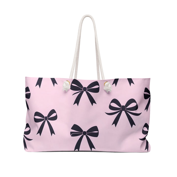 Chic Pink Bow Weekender Bag for Travel, Beach, Gym, Weekend Getaway, Gift for Her, Stylish Tote for Every Occasion