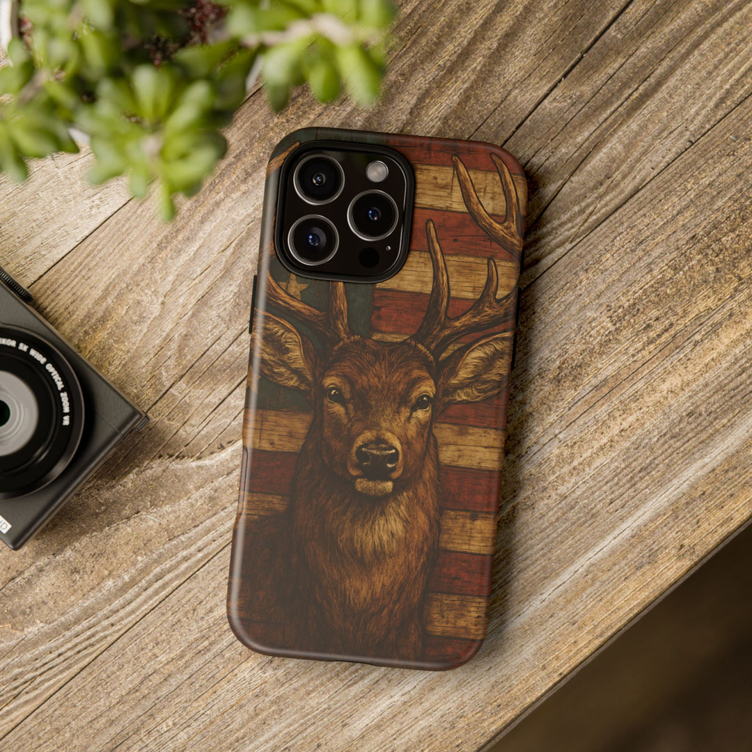 Deer Tough Cases: Patriotic Phone Case, American Flag, Wildlife Cover, Animal