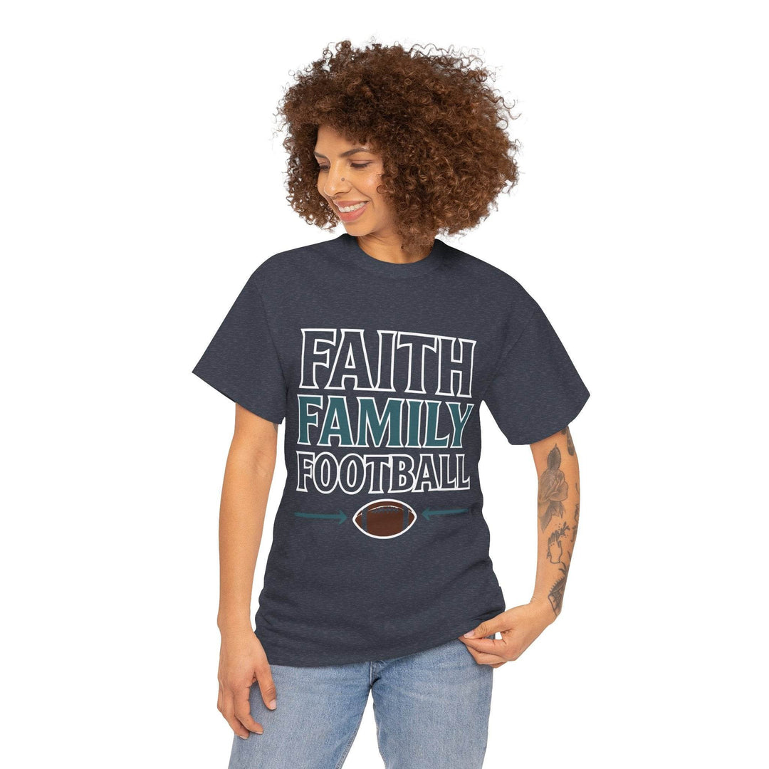 Faith Family Football Shirt Bold Tee - Gutsy Garb