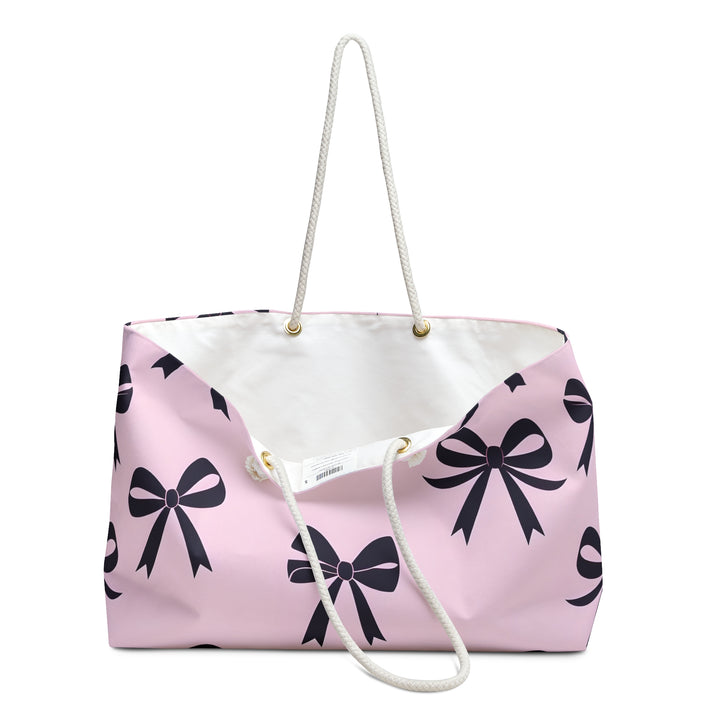 Chic Pink Bow Weekender Bag for Travel, Beach, Gym, Weekend Getaway, Gift for Her, Stylish Tote for Every Occasion