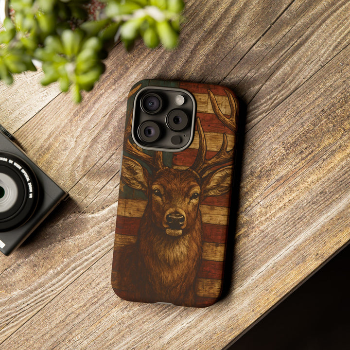 Deer Tough Cases: Patriotic Phone Case, American Flag, Wildlife Cover, Animal