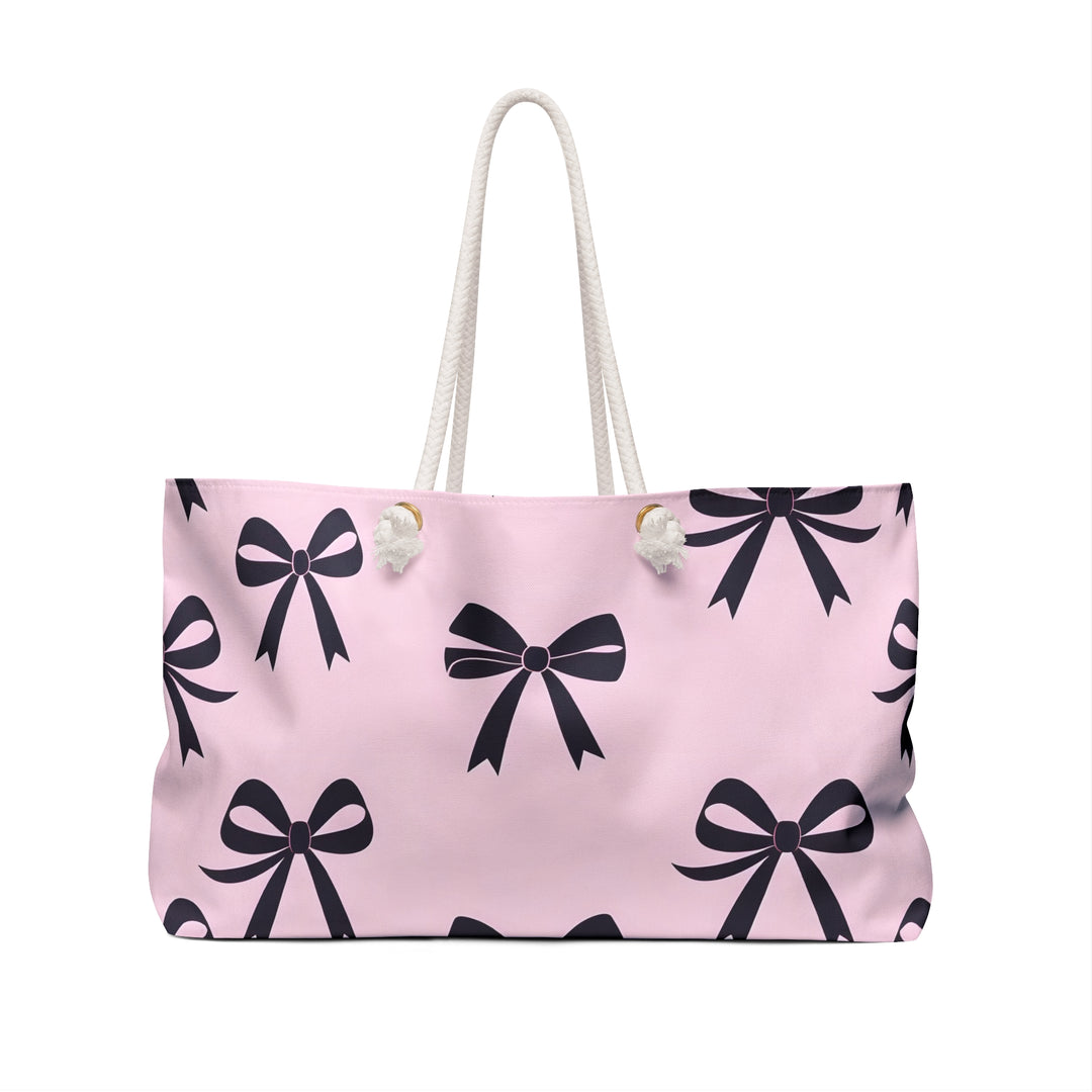Chic Pink Bow Weekender Bag for Travel, Beach, Gym, Weekend Getaway, Gift for Her, Stylish Tote for Every Occasion