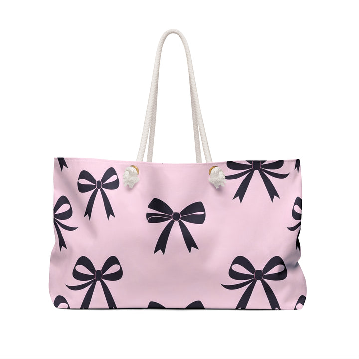 Chic Pink Bow Weekender Bag for Travel, Beach, Gym, Weekend Getaway, Gift for Her, Stylish Tote for Every Occasion