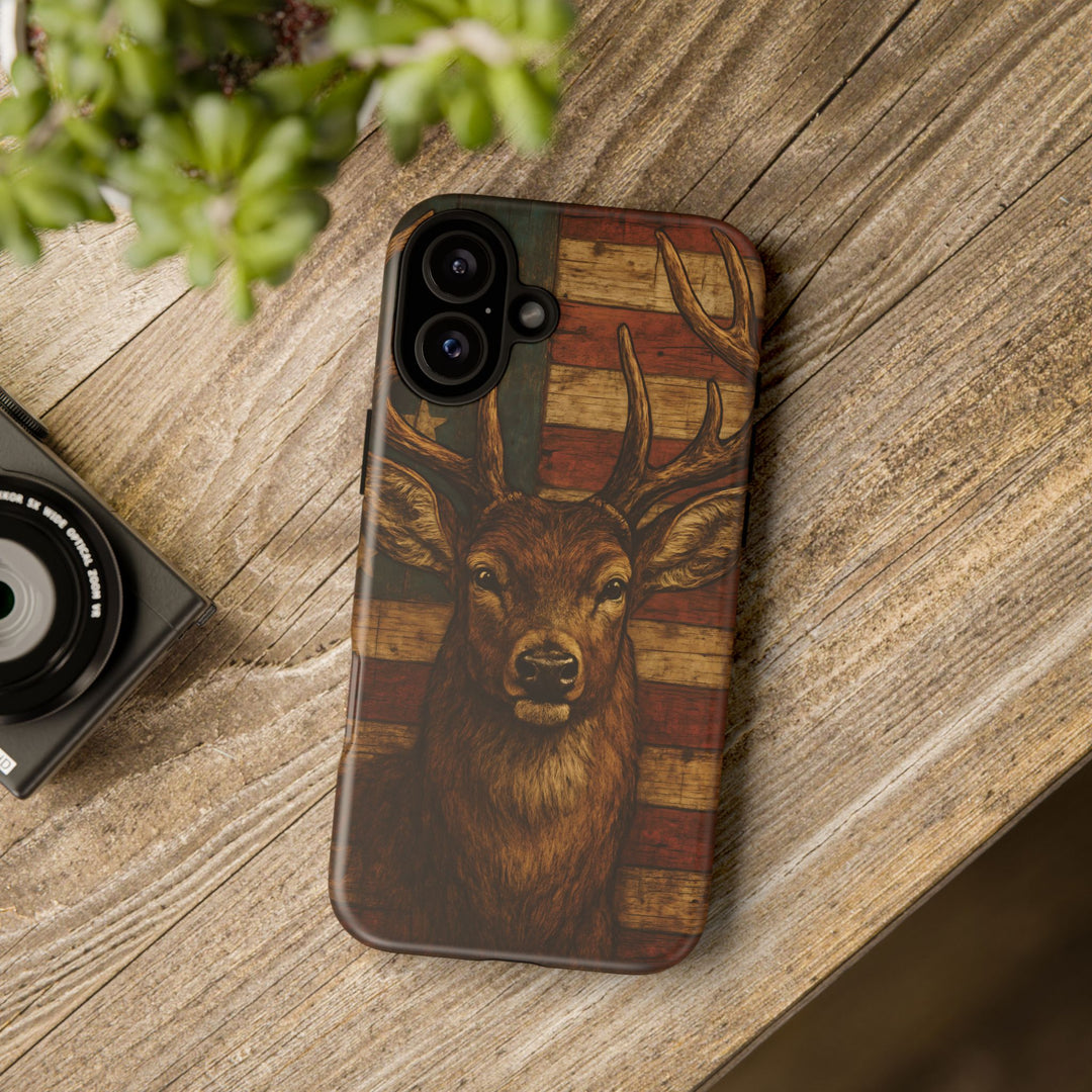 Deer Tough Cases: Patriotic Phone Case, American Flag, Wildlife Cover, Animal