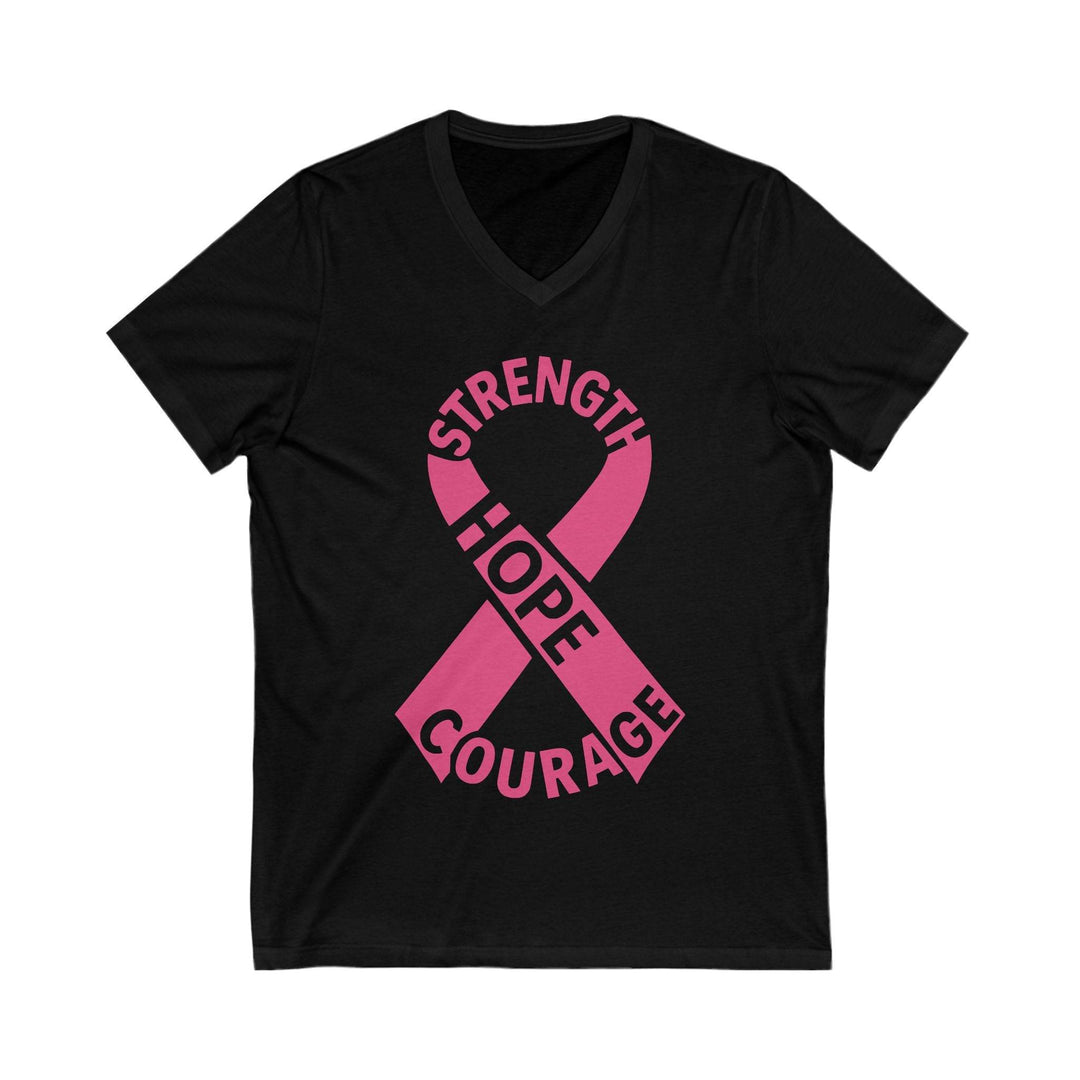 V-Neck strength hope courage cancer tee - Soft - Gutsy Garb