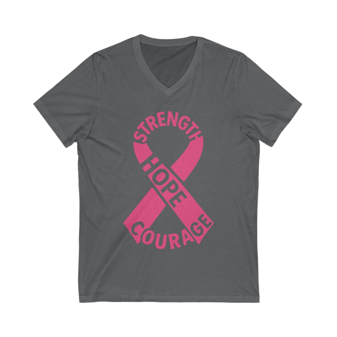 V-Neck strength hope courage cancer tee - Soft - Gutsy Garb