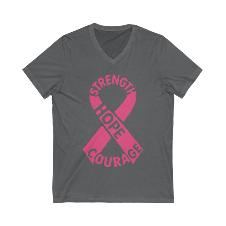 V-Neck strength hope courage cancer tee - Soft - Gutsy Garb