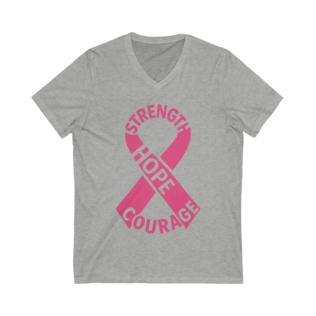 V-Neck strength hope courage cancer tee - Soft - Gutsy Garb