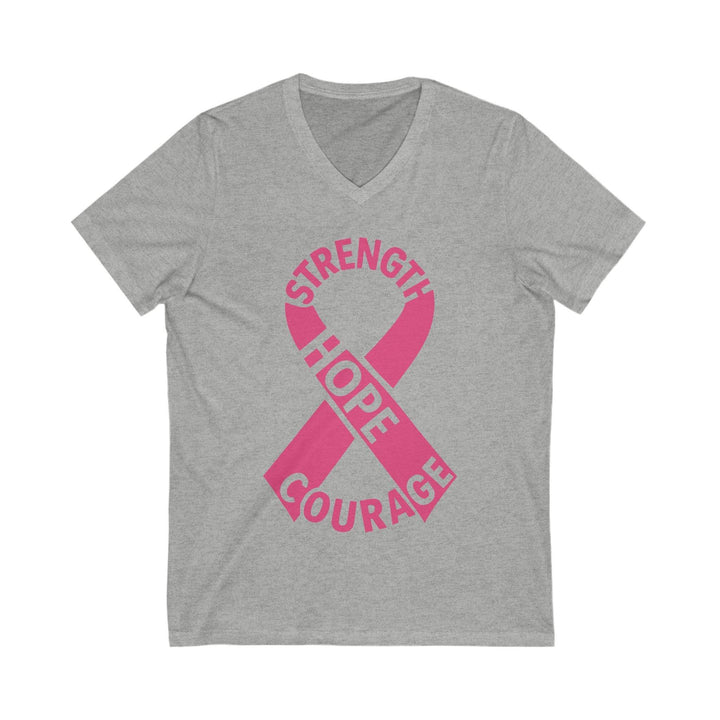 V-Neck strength hope courage cancer tee - Soft - Gutsy Garb