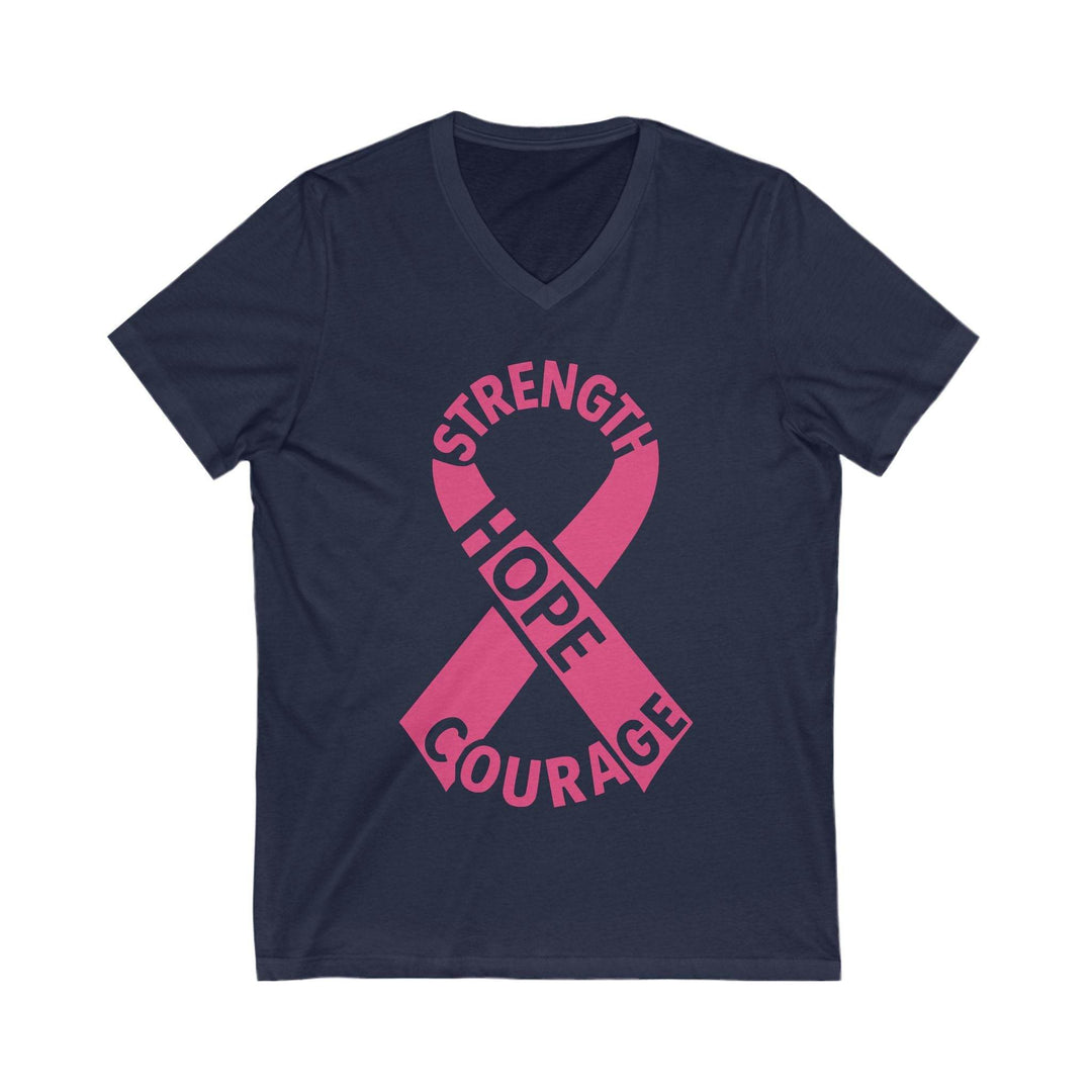 V-Neck strength hope courage cancer tee - Soft - Gutsy Garb