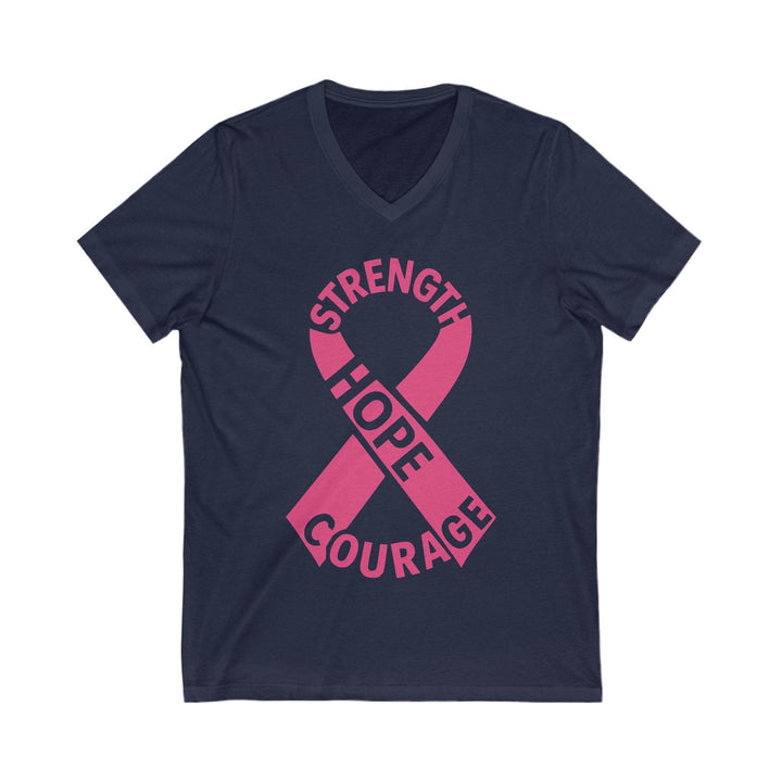 V-Neck strength hope courage cancer tee - Soft - Gutsy Garb