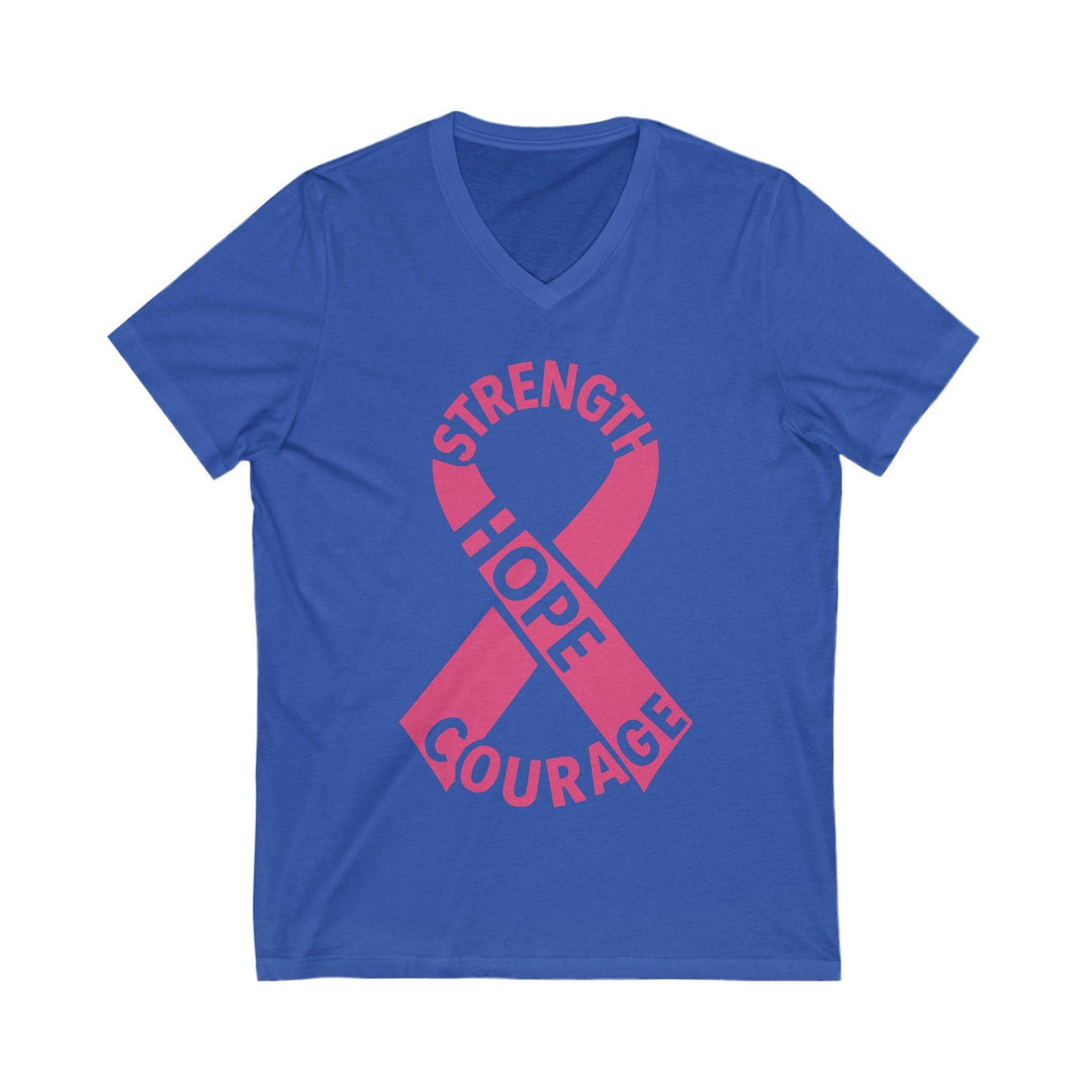 V-Neck strength hope courage cancer tee - Soft - Gutsy Garb
