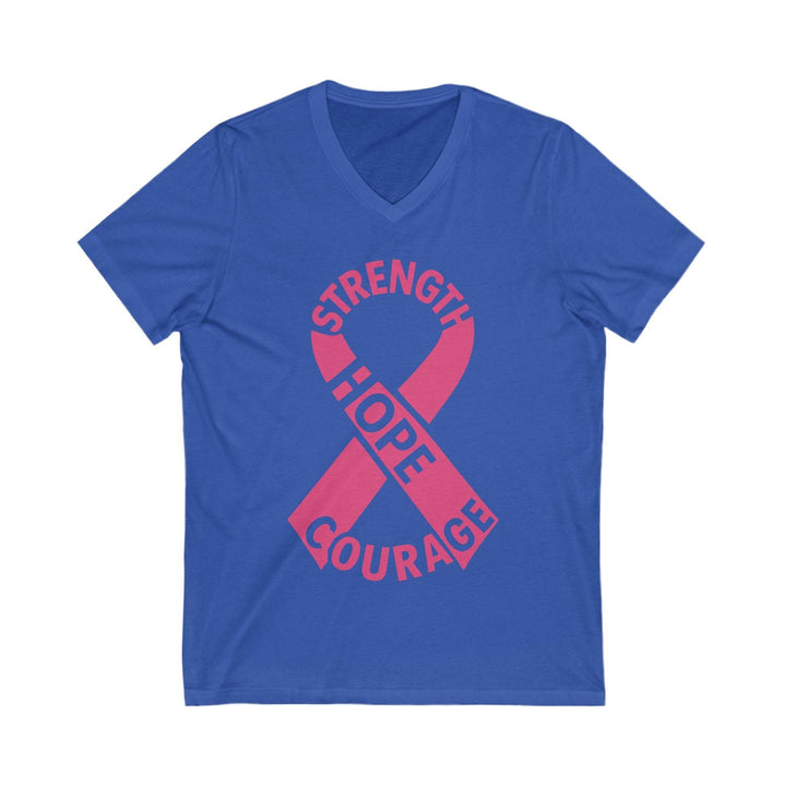 V-Neck strength hope courage cancer tee - Soft - Gutsy Garb