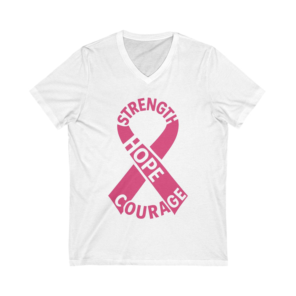 V-Neck strength hope courage cancer tee - Soft - Gutsy Garb