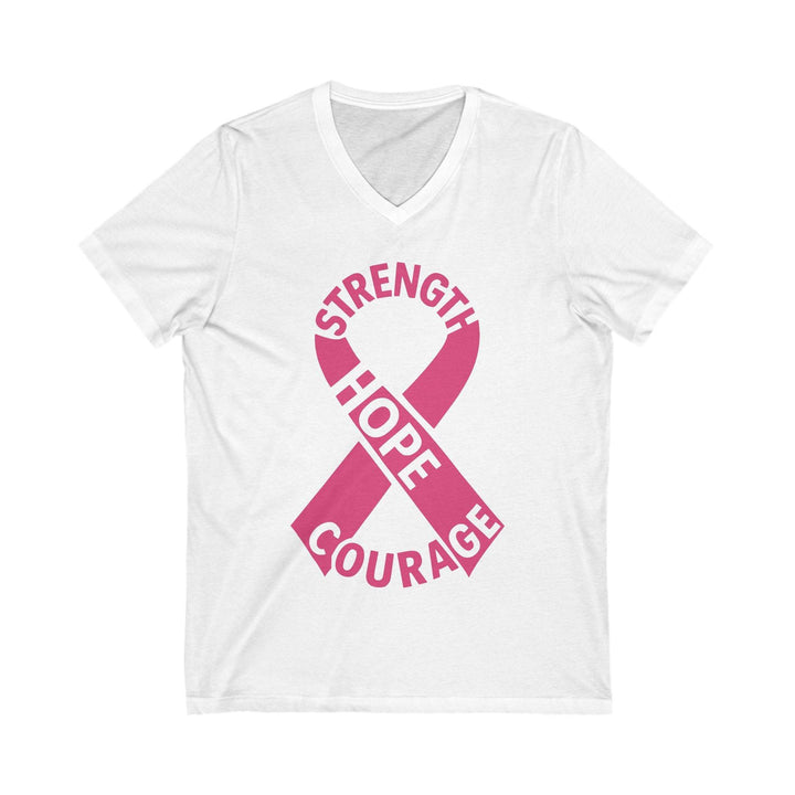 V-Neck strength hope courage cancer tee - Soft - Gutsy Garb