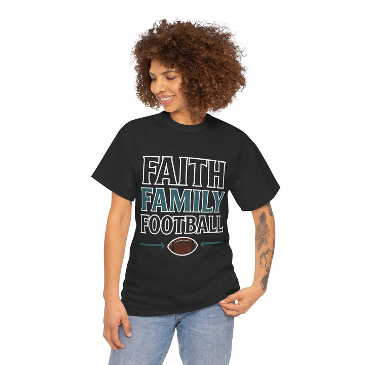 Faith Family Football Shirt Bold Tee - Gutsy Garb