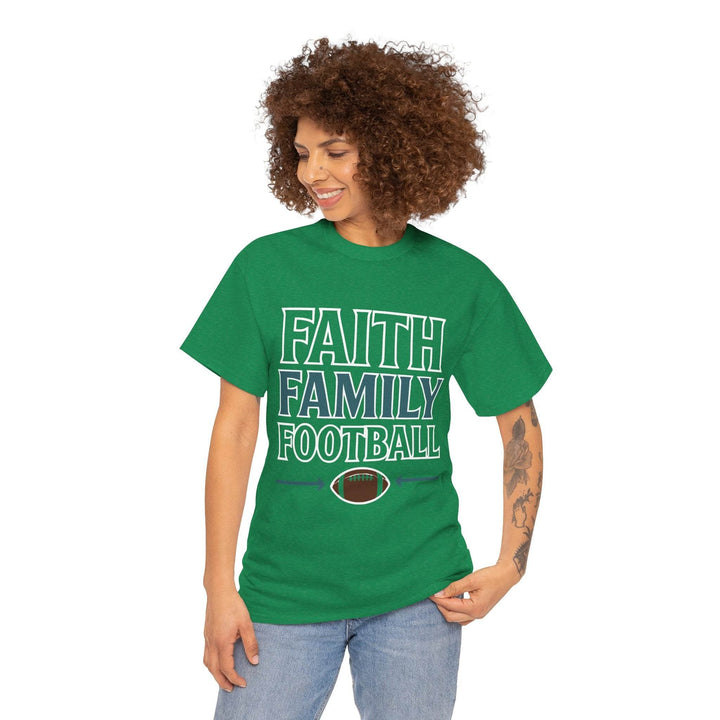 Faith Family Football Shirt Bold Tee - Gutsy Garb