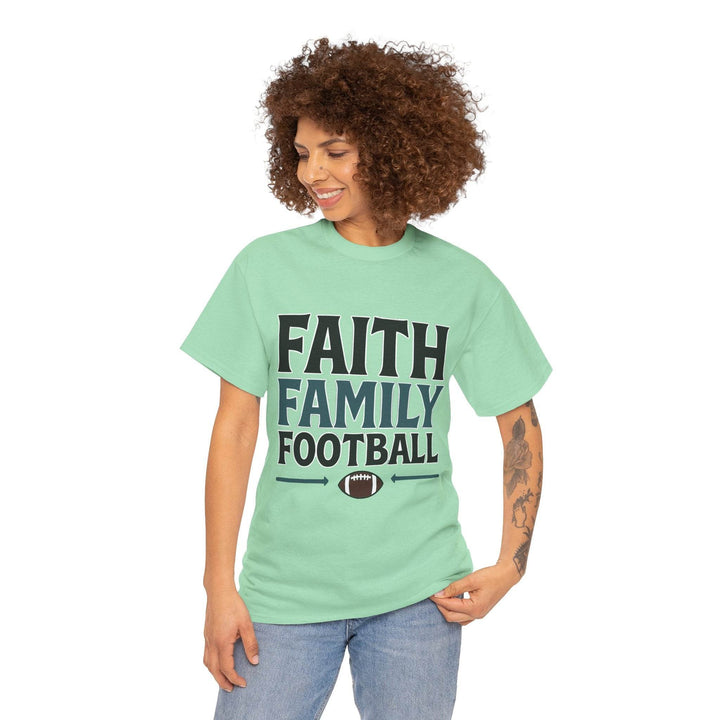 Faith Family Football Shirt Bold Tee - Gutsy Garb