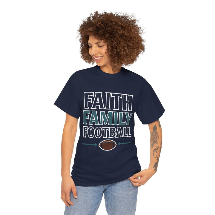 Faith Family Football Shirt Bold Tee - Gutsy Garb
