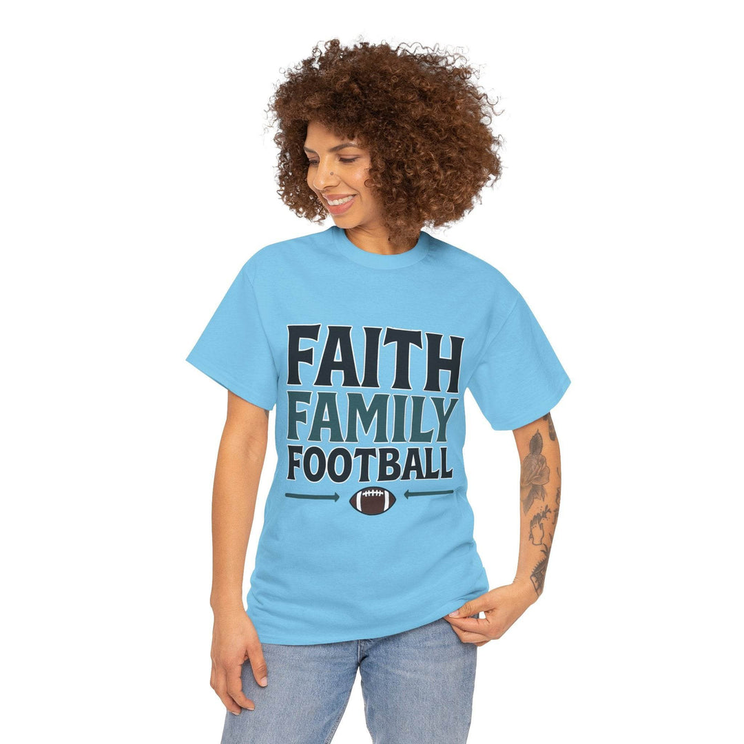 Faith Family Football Shirt Bold Tee - Gutsy Garb
