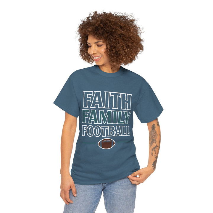 Faith Family Football Shirt Bold Tee - Gutsy Garb