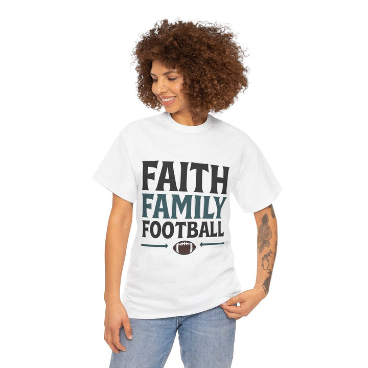 Faith Family Football Shirt Bold Tee - Gutsy Garb