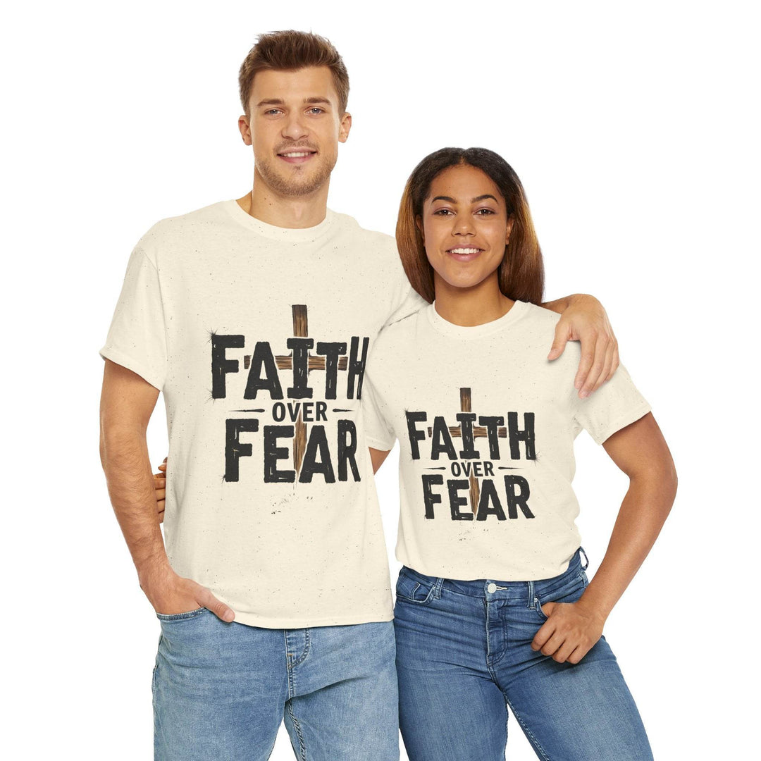 Faith Over Fear T-Shirt with Bold Cross Design - Gutsy Garb