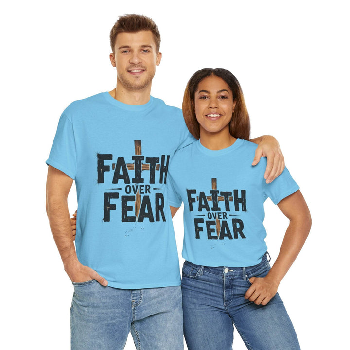 Faith Over Fear T-Shirt with Bold Cross Design - Gutsy Garb