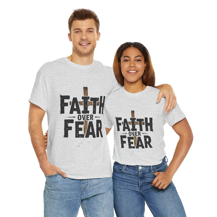 Faith Over Fear T-Shirt with Bold Cross Design - Gutsy Garb