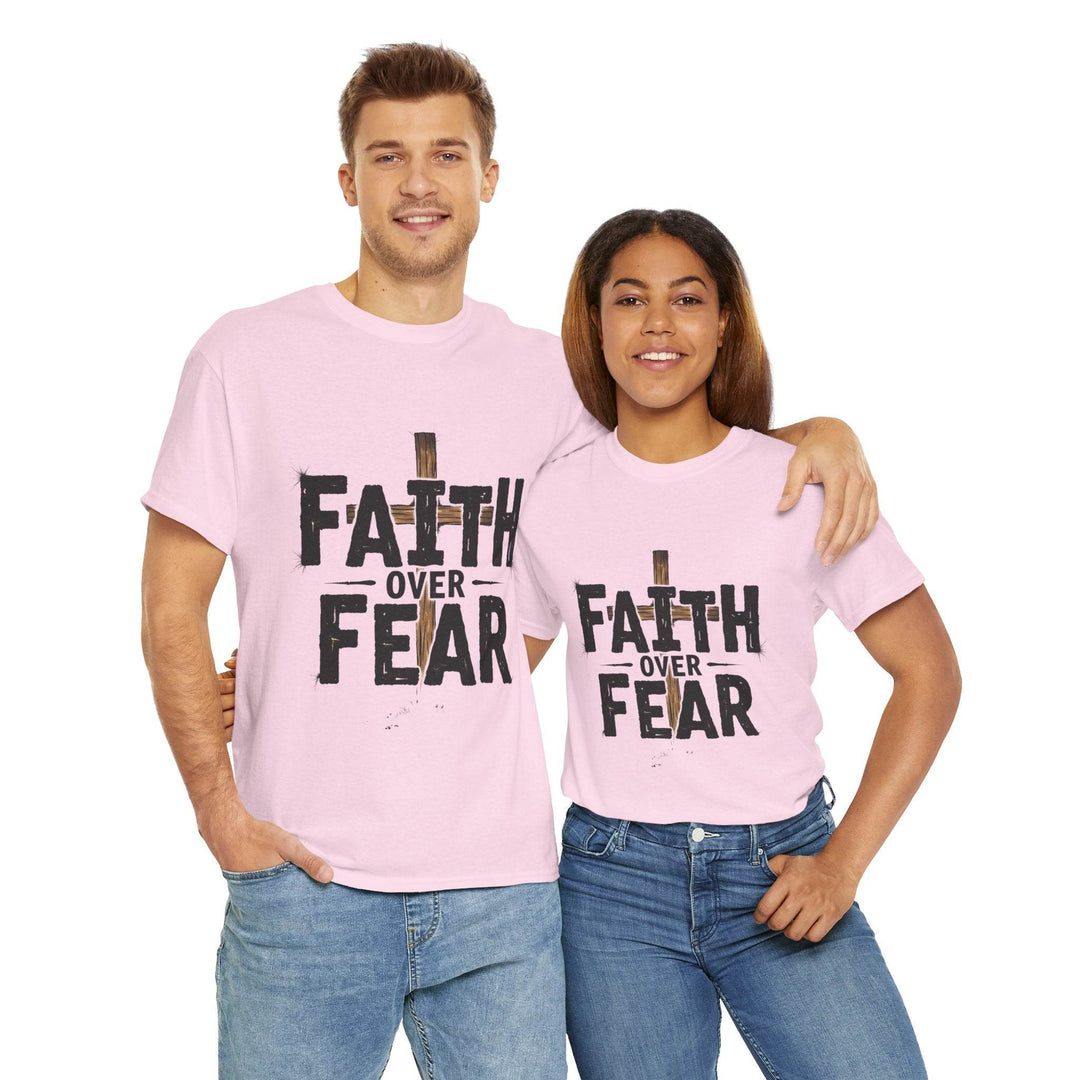 Faith Over Fear T-Shirt with Bold Cross Design - Gutsy Garb