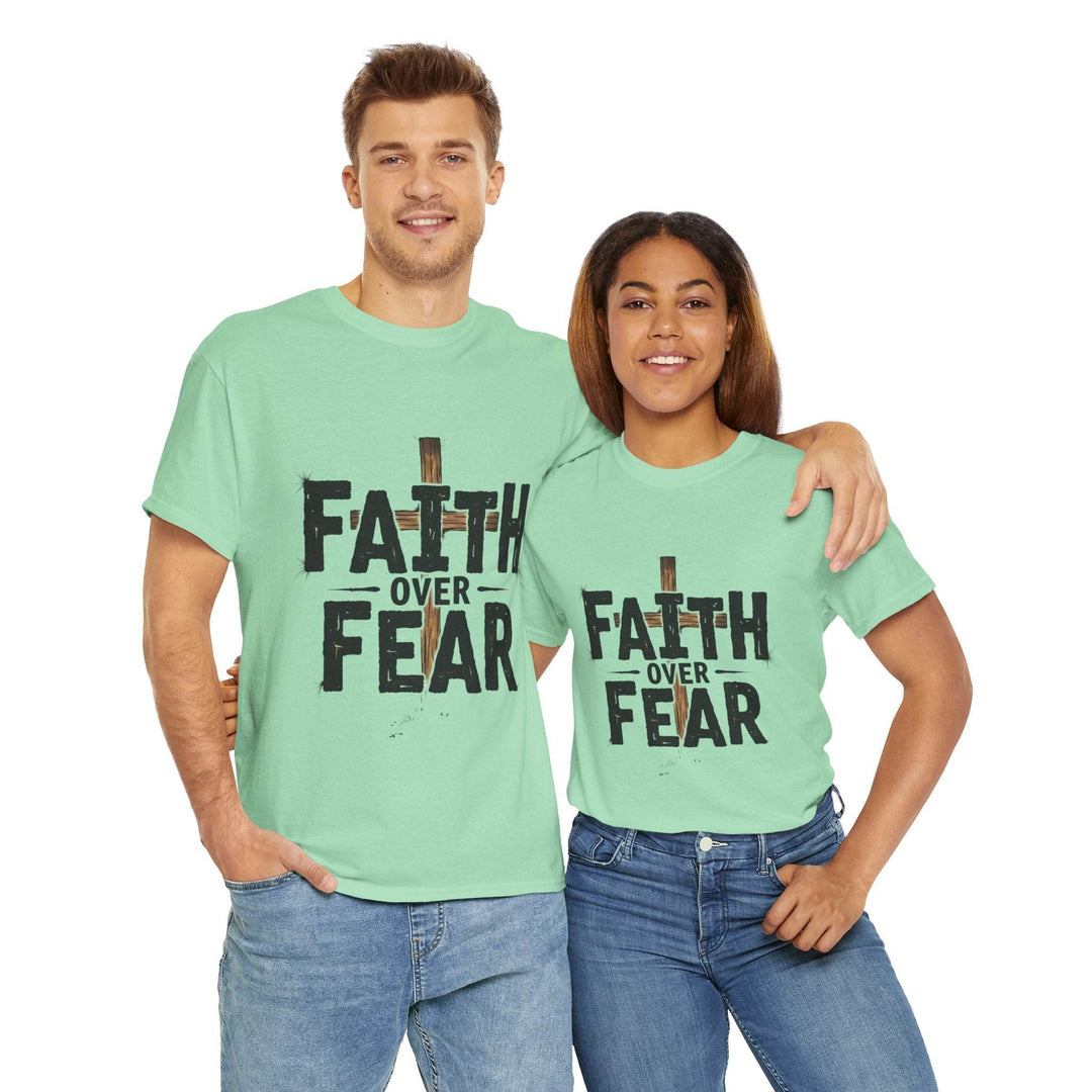 Faith Over Fear T-Shirt with Bold Cross Design - Gutsy Garb