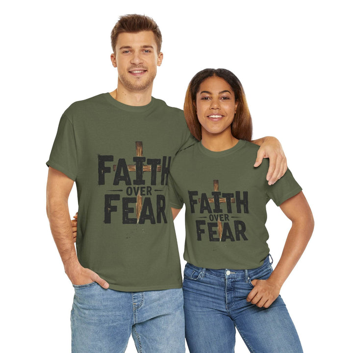 Faith Over Fear T-Shirt with Bold Cross Design - Gutsy Garb