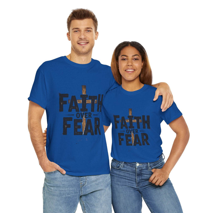 Faith Over Fear T-Shirt with Bold Cross Design - Gutsy Garb