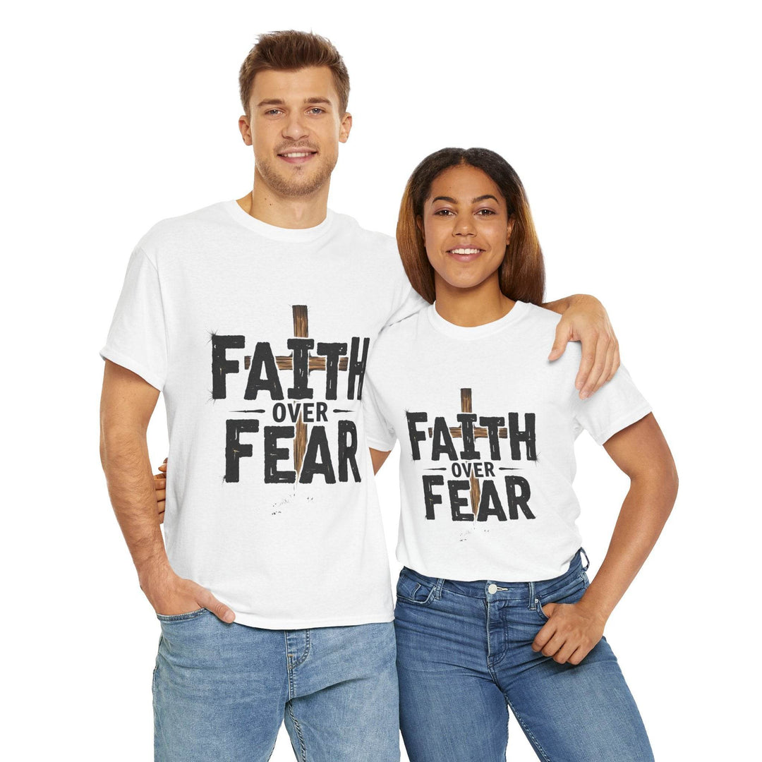 Faith Over Fear T-Shirt with Bold Cross Design - Gutsy Garb