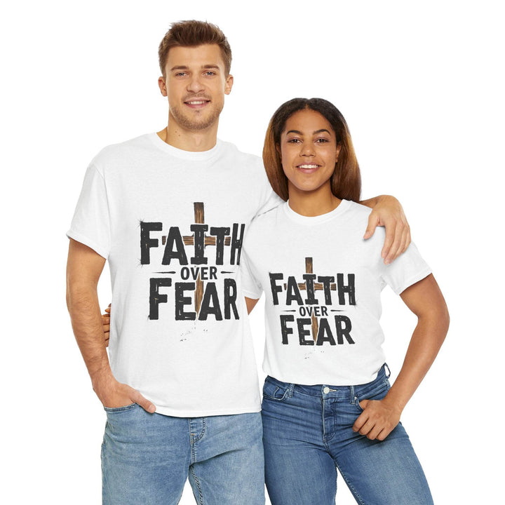 Faith Over Fear T-Shirt with Bold Cross Design - Gutsy Garb