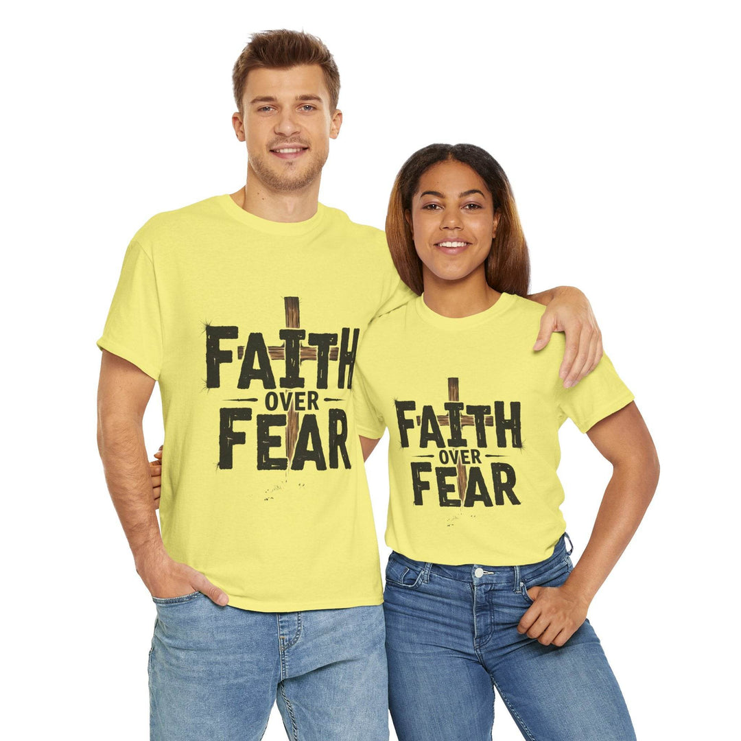 Faith Over Fear T-Shirt with Bold Cross Design - Gutsy Garb