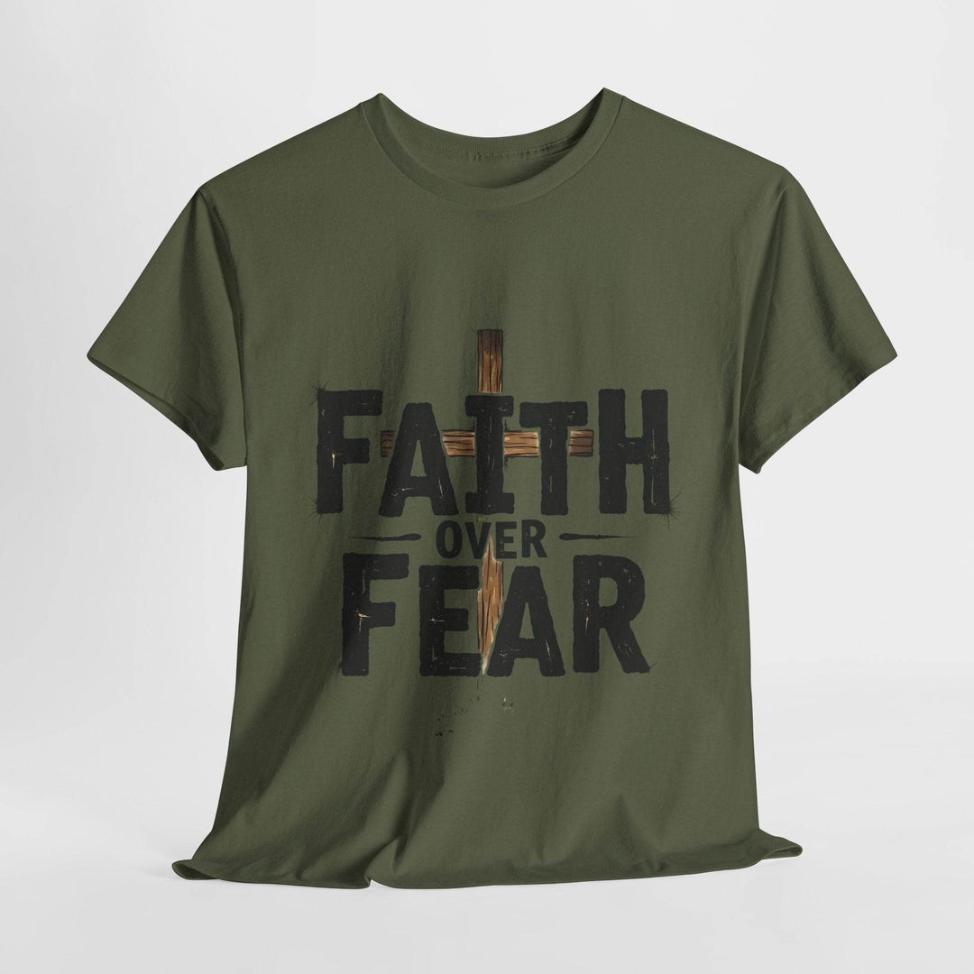 Faith Over Fear T-Shirt with Bold Cross Design - Gutsy Garb