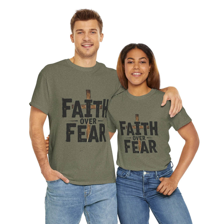 Faith Over Fear T-Shirt with Bold Cross Design - Gutsy Garb