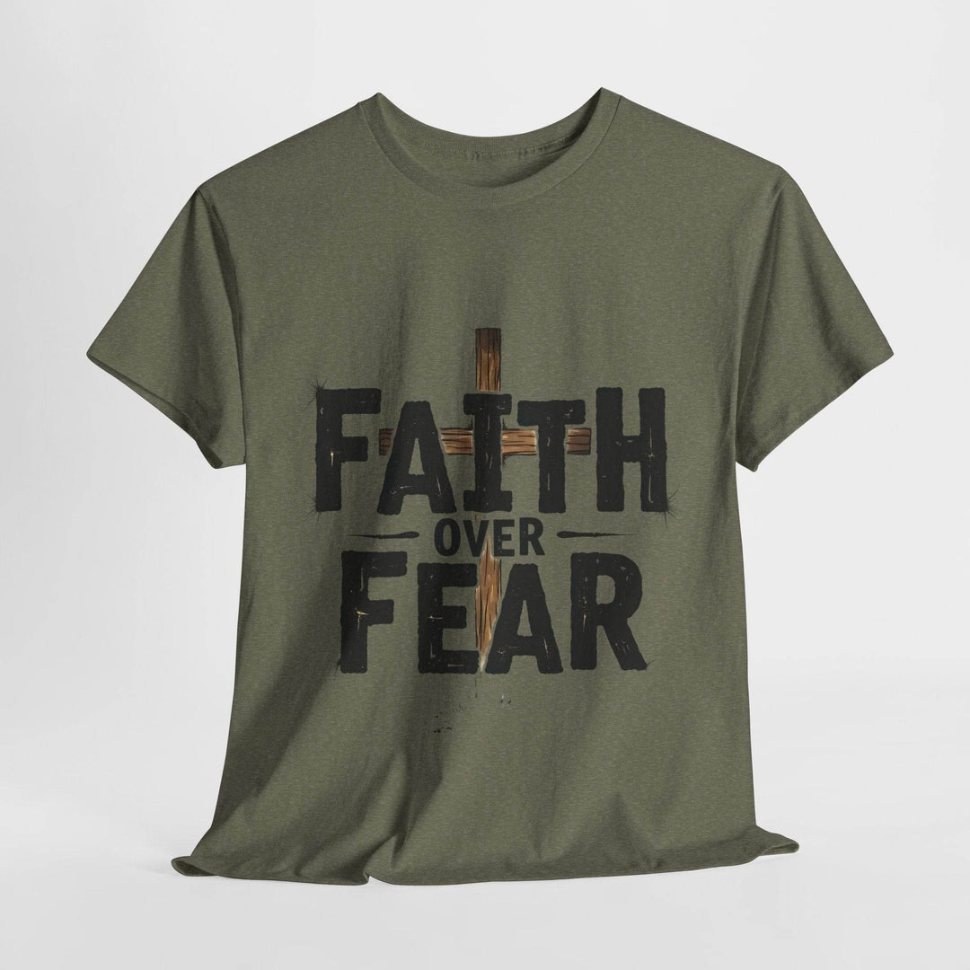 Faith Over Fear T-Shirt with Bold Cross Design - Gutsy Garb