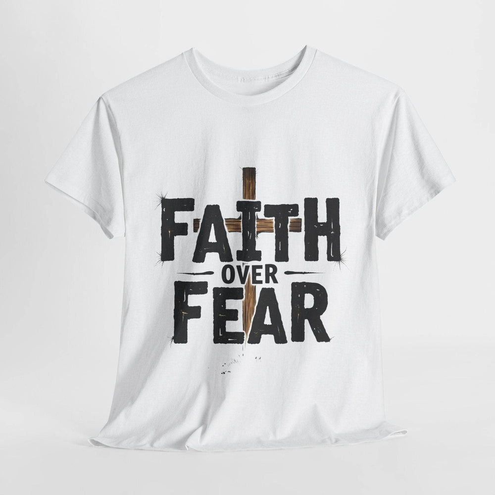 Faith Over Fear T-Shirt with Bold Cross Design - Gutsy Garb