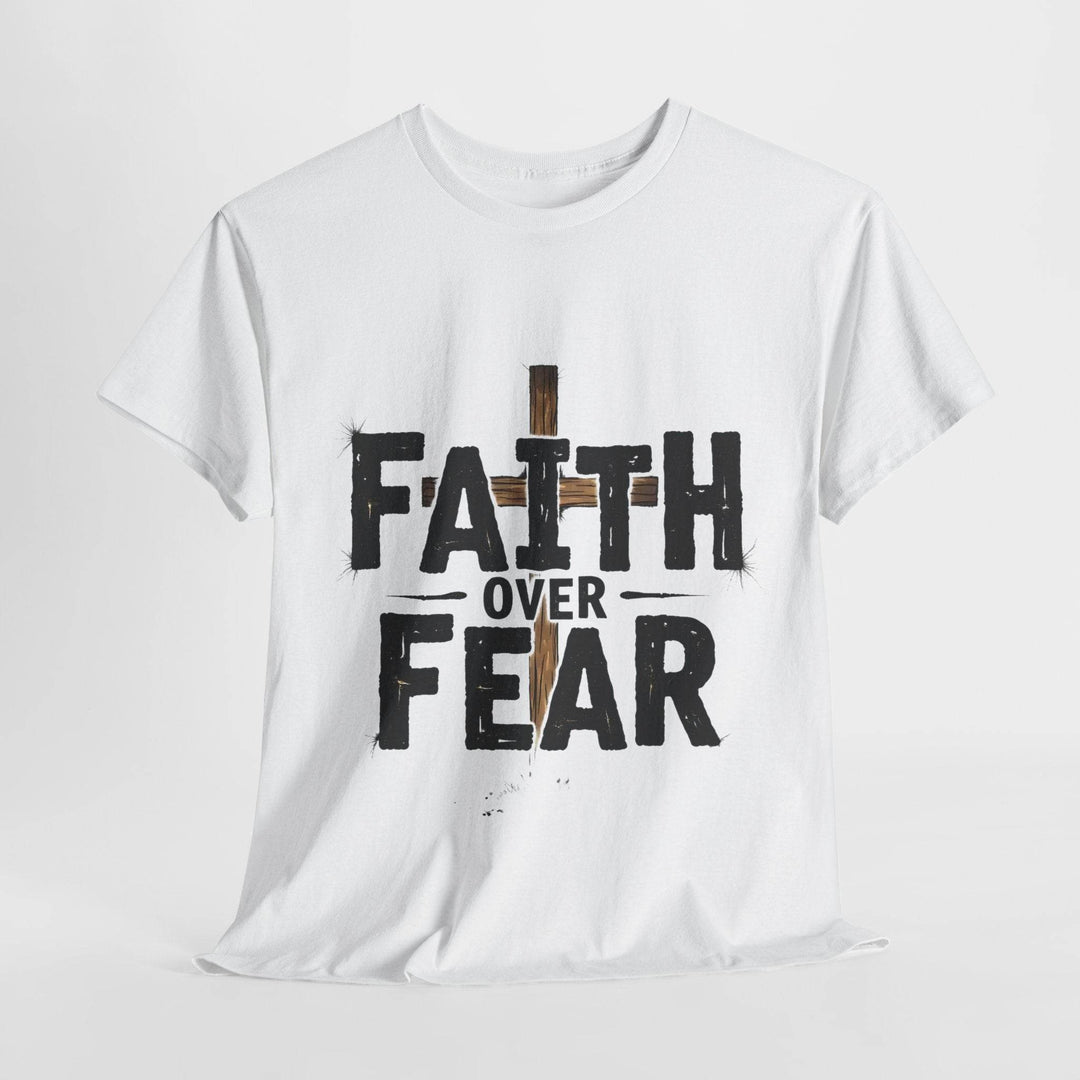 Faith Over Fear T-Shirt with Bold Cross Design - Gutsy Garb