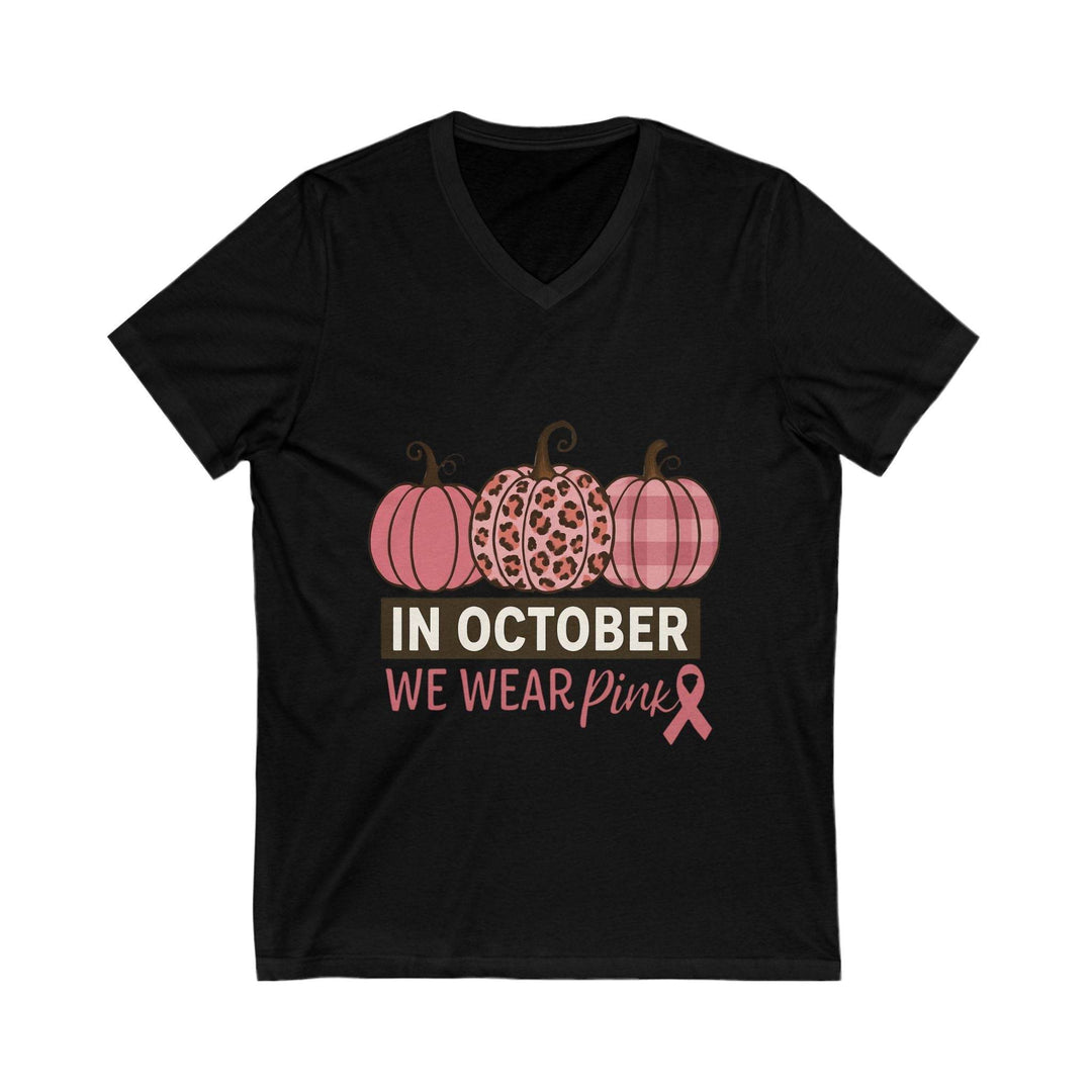 Fall Breast Cancer Support T-Shirt V-Neck - Gutsy Garb