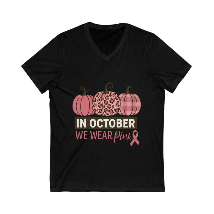 Fall Breast Cancer Support T-Shirt V-Neck - Gutsy Garb