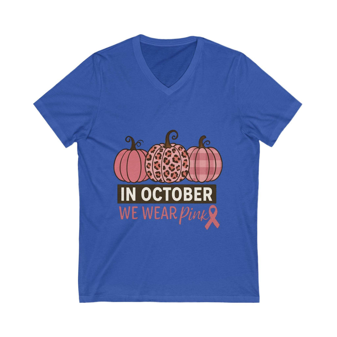 Fall Breast Cancer Support T-Shirt V-Neck - Gutsy Garb