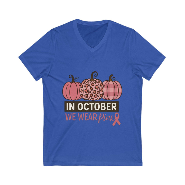 Fall Breast Cancer Support T-Shirt V-Neck - Gutsy Garb