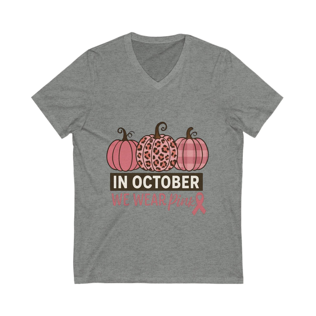 Fall Breast Cancer Support T-Shirt V-Neck - Gutsy Garb