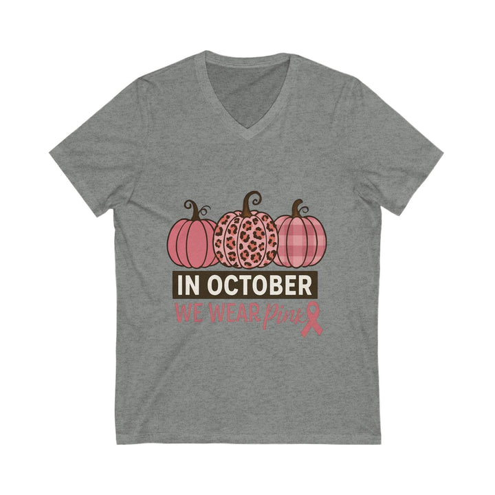 Fall Breast Cancer Support T-Shirt V-Neck - Gutsy Garb