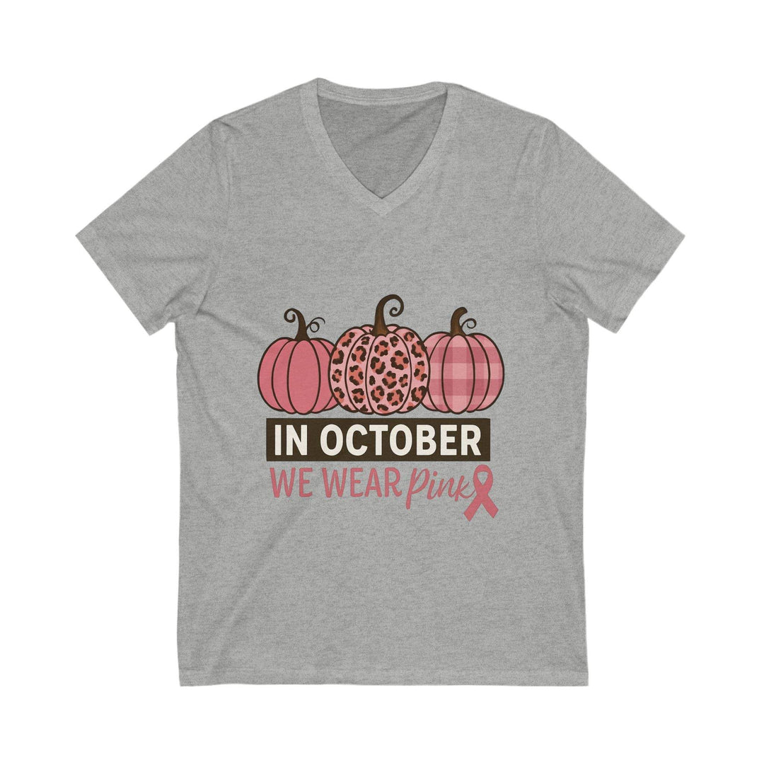 Fall Breast Cancer Support T-Shirt V-Neck - Gutsy Garb