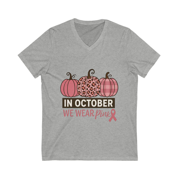 Fall Breast Cancer Support T-Shirt V-Neck - Gutsy Garb