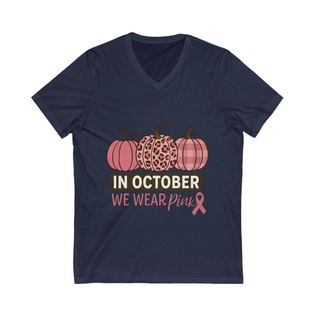 Fall Breast Cancer Support T-Shirt V-Neck - Gutsy Garb